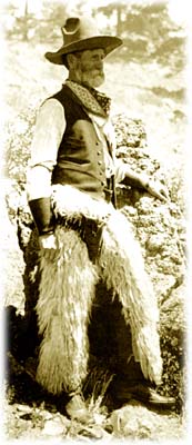 Photo: F.O. Stanley in western garb, complete with wooly chaps.