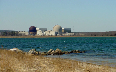 View from Rte 1A.  Unit 2 containment still standing